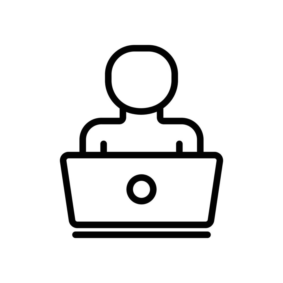 icono de vector de persona con ordenador portátil. adecuado para el estilo de icono de educación icon.line. ilustración de diseño simple editable