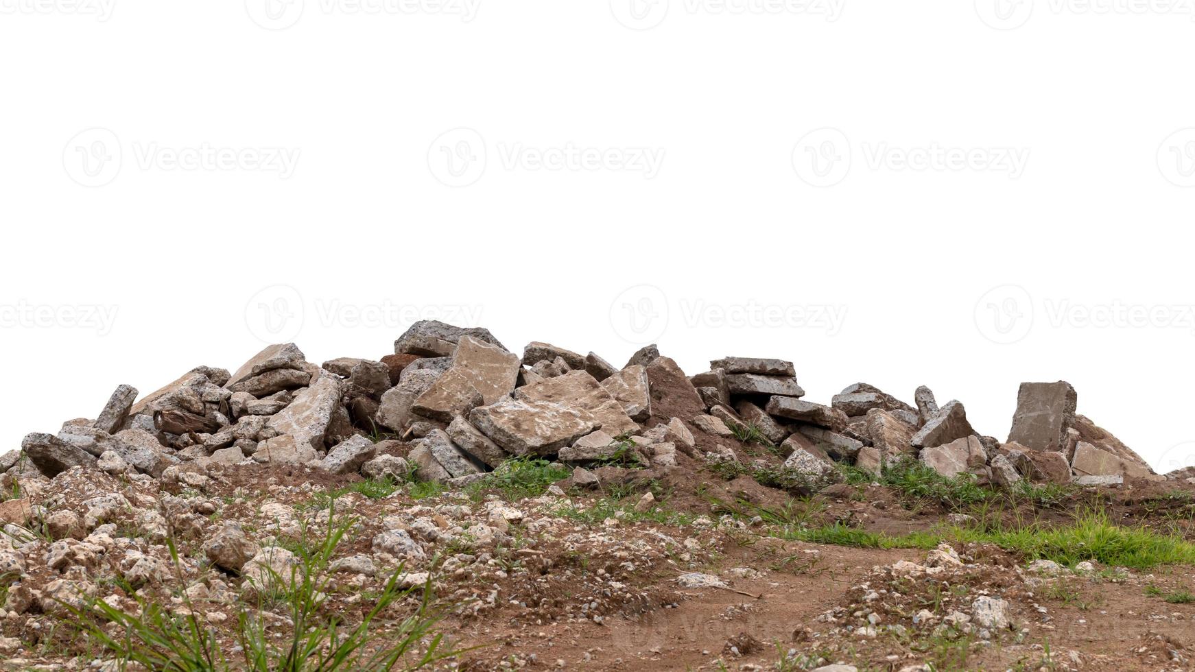 Isolated concrete debris on the ground. photo