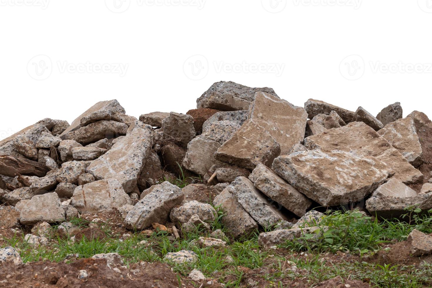 Isolated concrete debris on the ground. photo