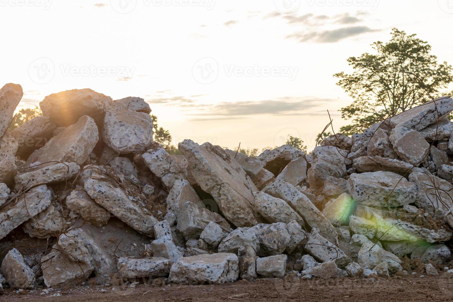 Concrete debris and light fair. photo