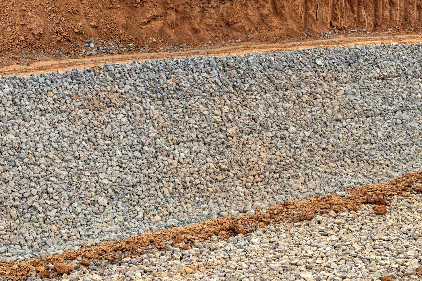 Many granite blocks in the mesh prevent erosion.. photo