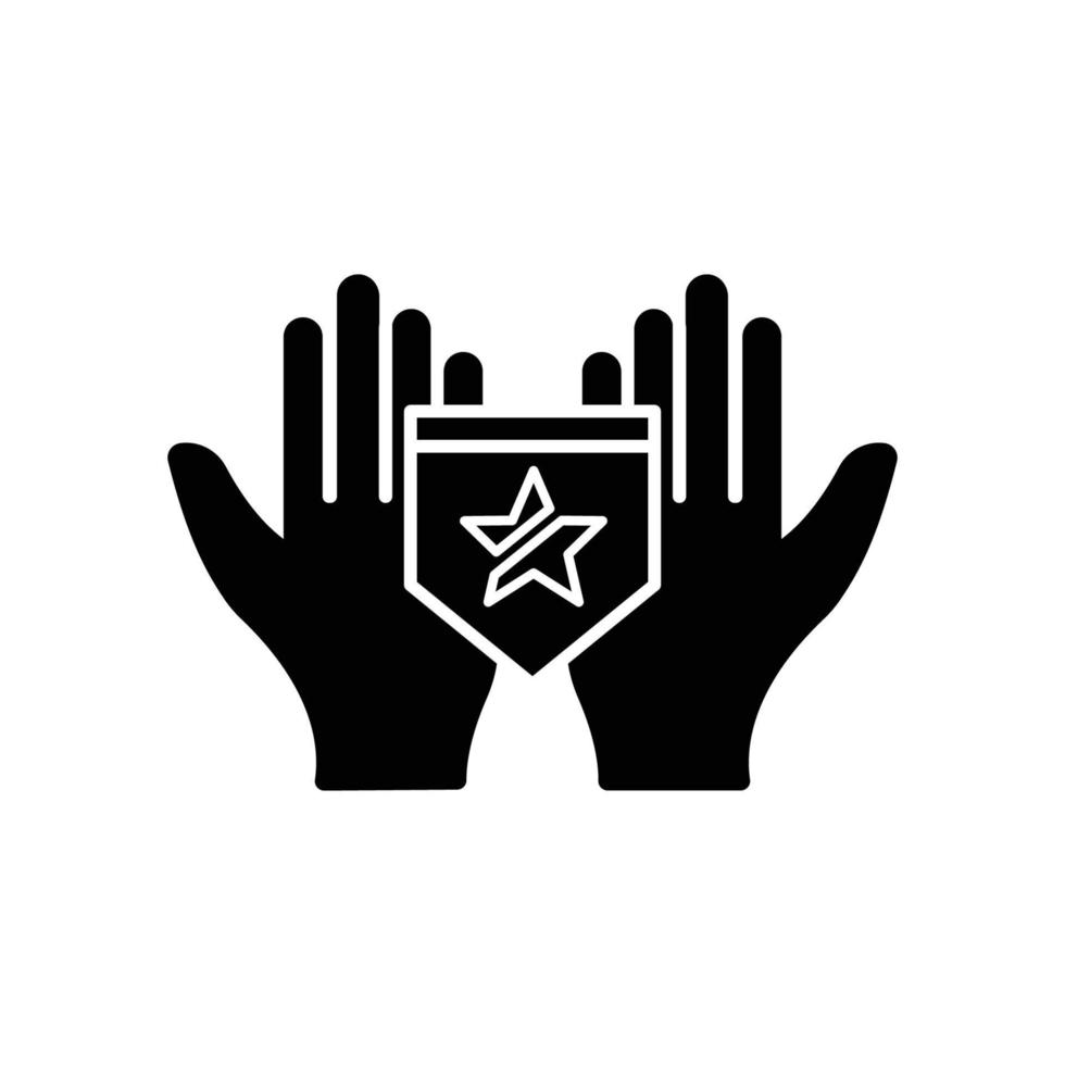 icono de estrella con mano y pentágono. adecuado para símbolo favorito, superior, destacado, mejor. estilo de icono sólido. diseño simple editable. vector de plantilla de diseño