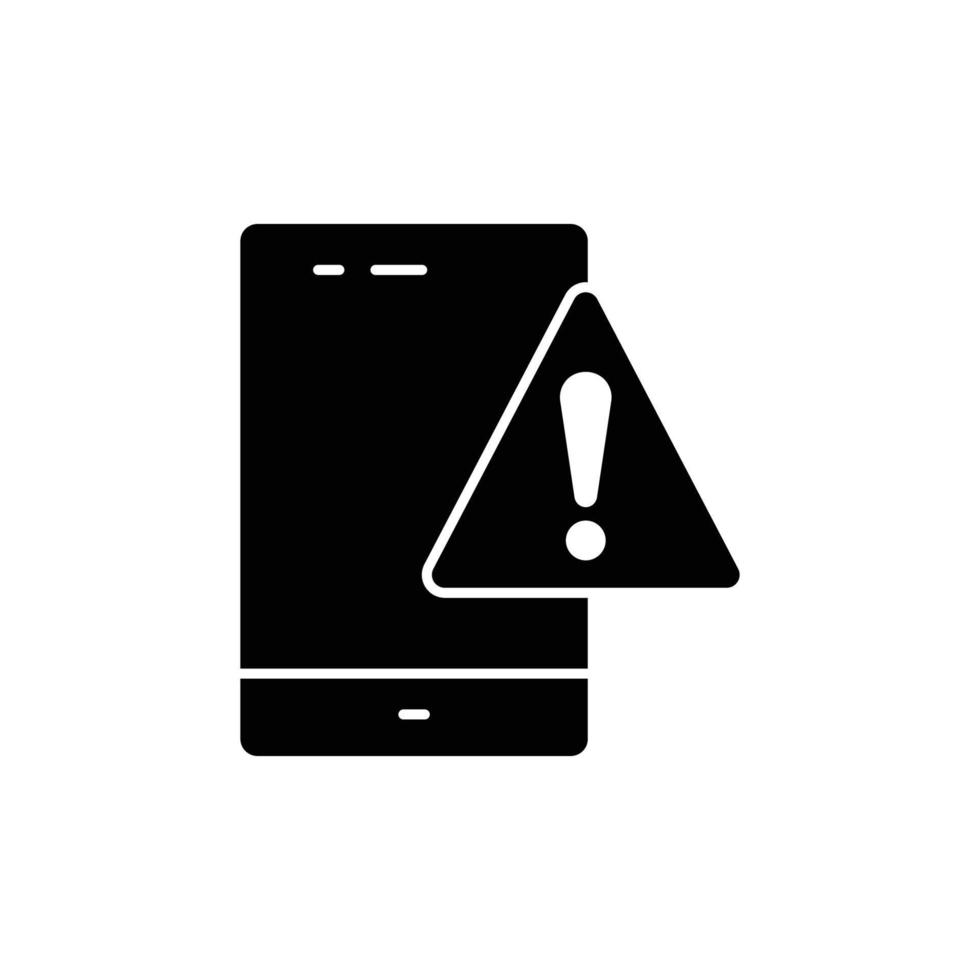 Mobile phone icon with exclamation mark. suitable for notification symbol, warning. solid icon style. simple design editable. Design template vector