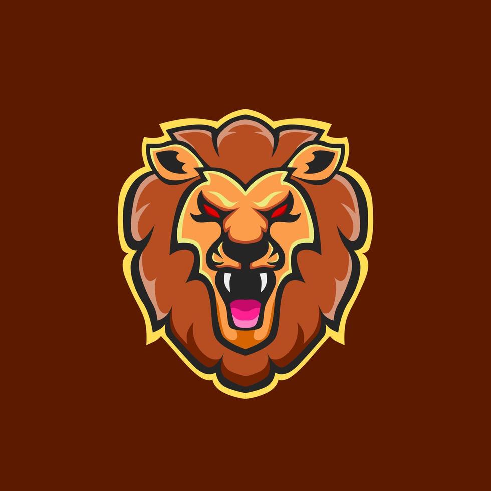 illustration of lion's head in orange color for mascot logo. vector