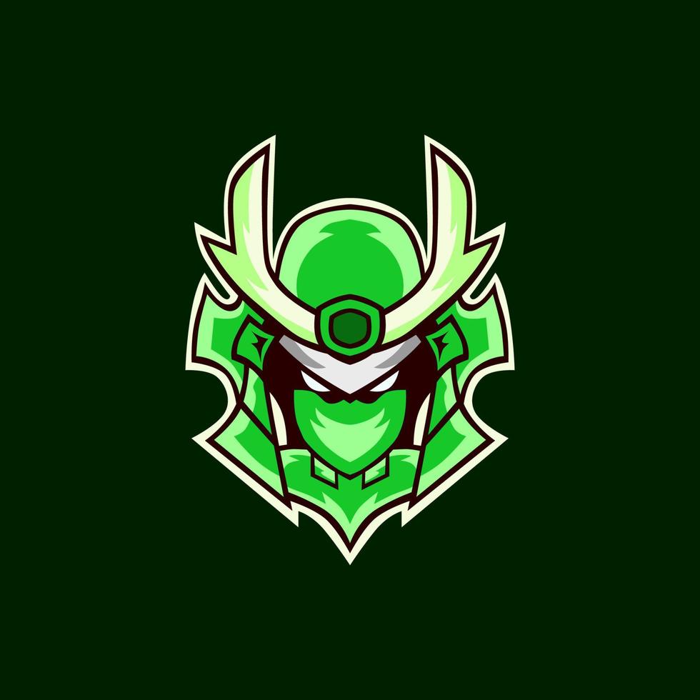 logotipo de samurai esport en verde. vector