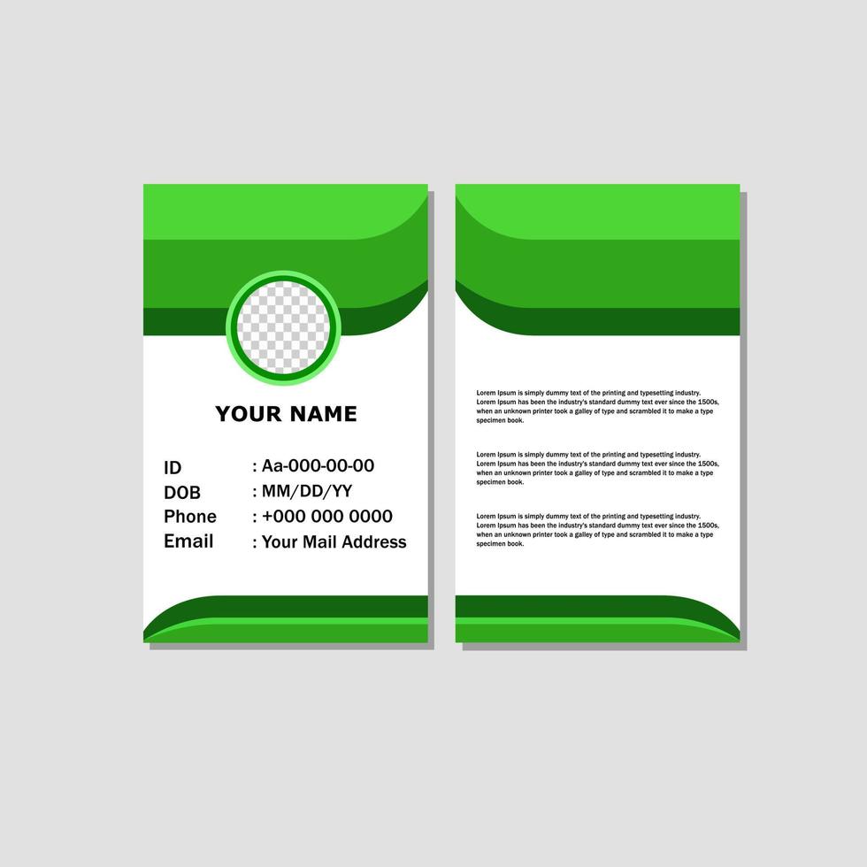 ID card template design with green color. vector
