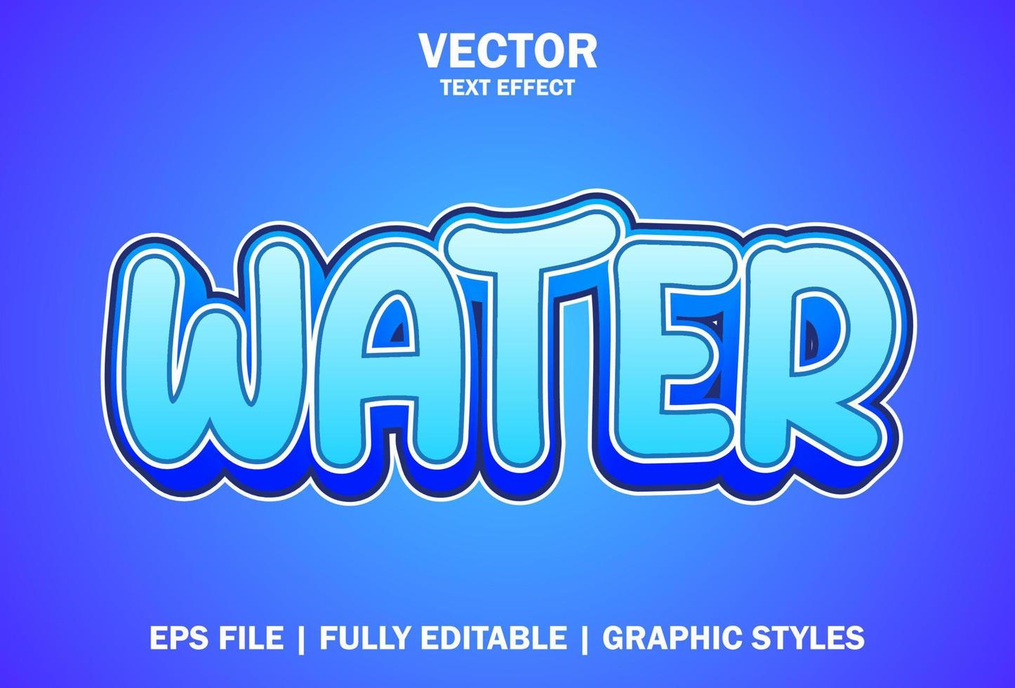 water text effect with blue color 3d style. vector