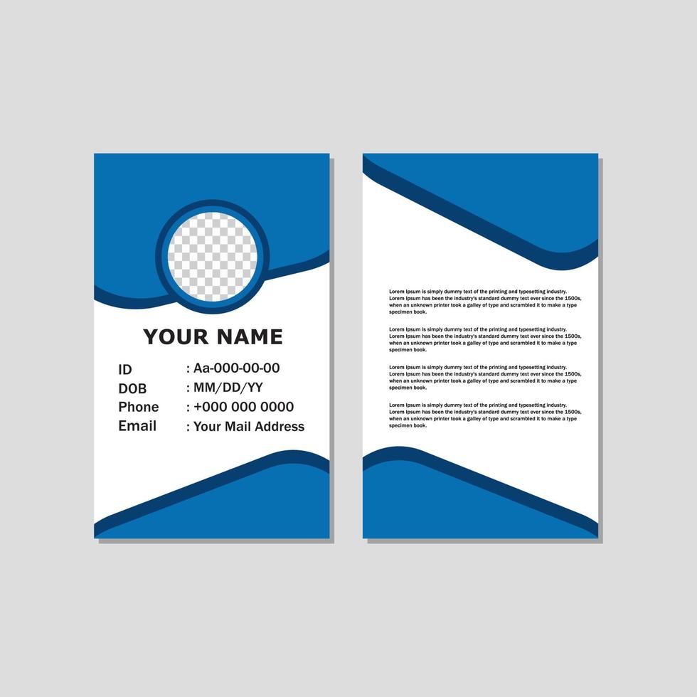 blue color ID card design with abstract style for office. vector