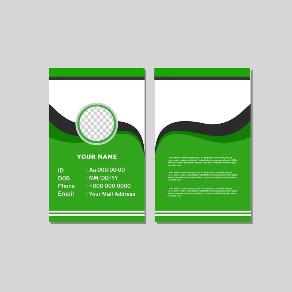 ID card template design with green color. vector