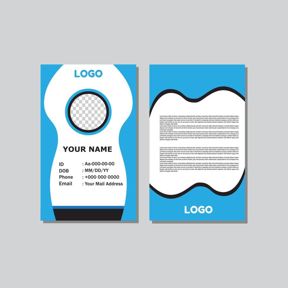 blue color ID card design with abstract style for office. vector
