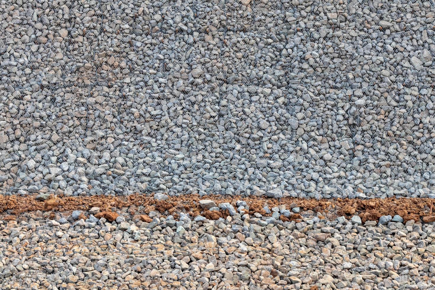 Many granite blocks in the mesh prevent erosion.. photo