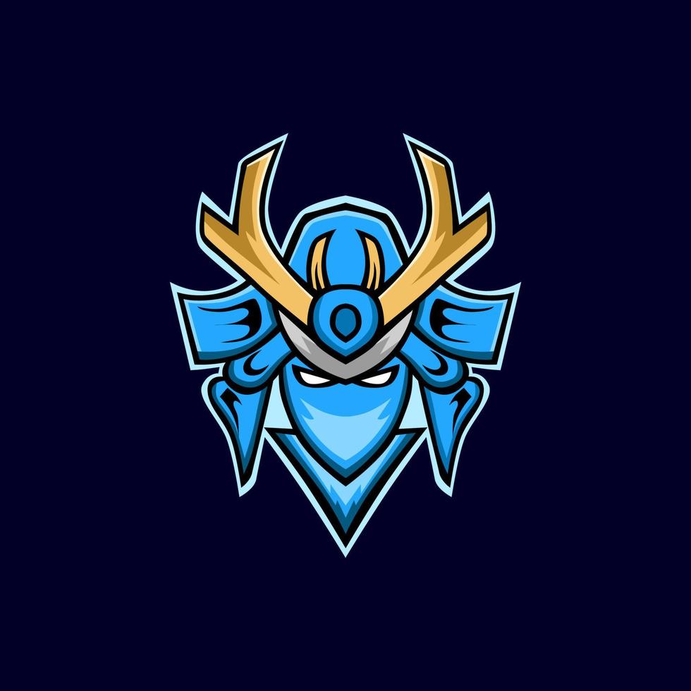 logo samurai esport en color azul. vector