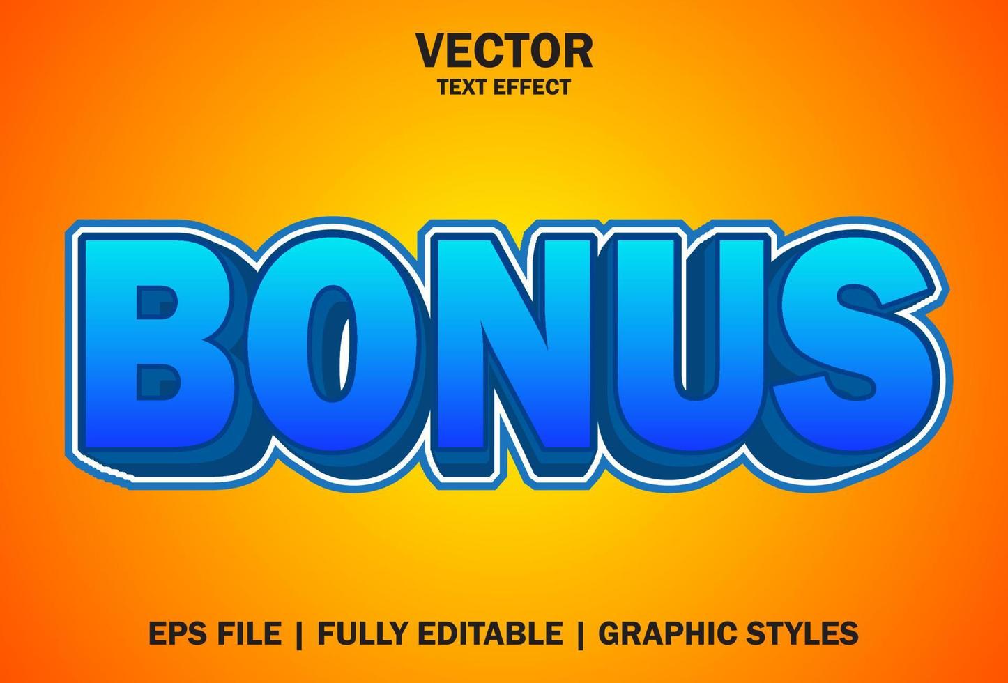 bonus text effect with orange and blue color editable. vector