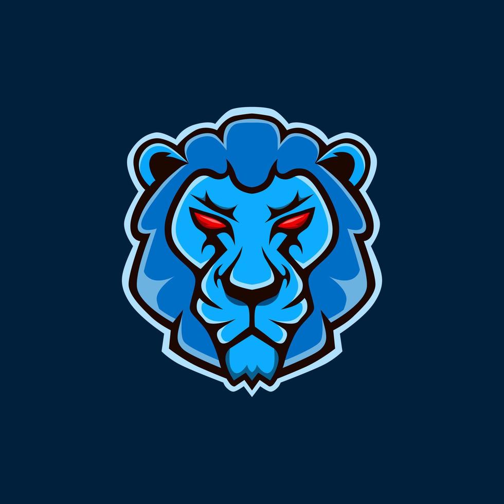 lion head illustration in blue color for mascot logo. vector