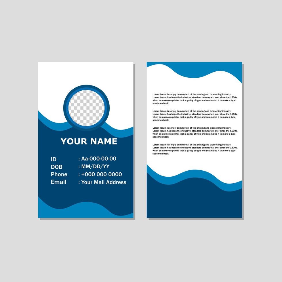 blue color ID card design with abstract style for office. vector