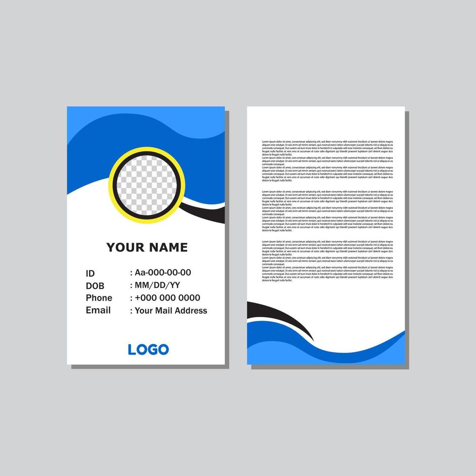 blue color ID card design with abstract style for office. vector