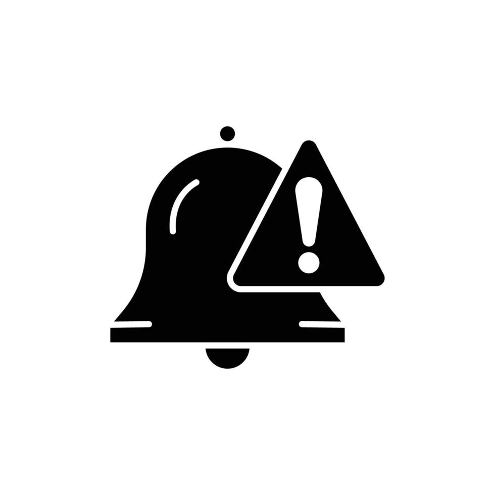 icono de campana con signo de exclamación. adecuado para símbolo de notificación, advertencia. estilo de icono sólido. diseño simple editable. vector de plantilla de diseño