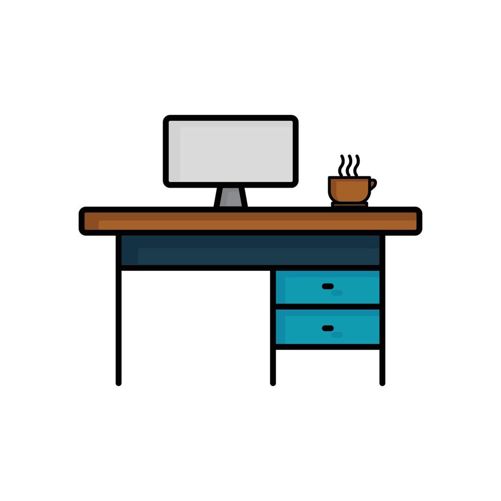 vector de mesa con pantalla. adecuado para el símbolo del espacio de trabajo. estilo de icono de línea rellena. diseño simple editable. diseño simple ilustración