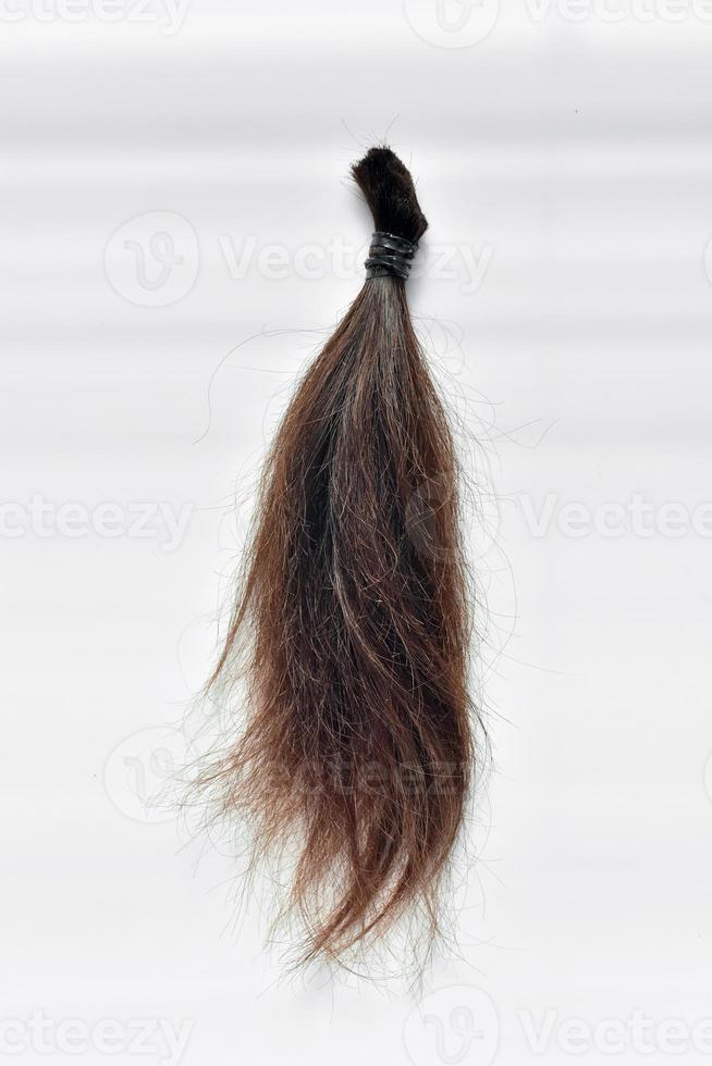 Hair fragments on a white background photo