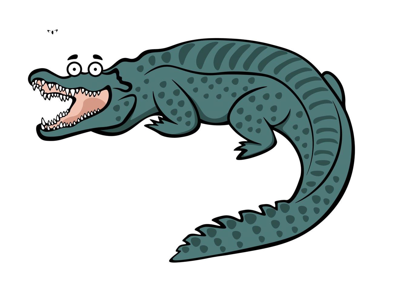 Happy cartoon crocodile smiling wide vector