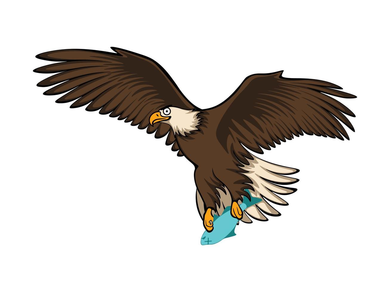 Funny cartoon bald eagle fishing vector