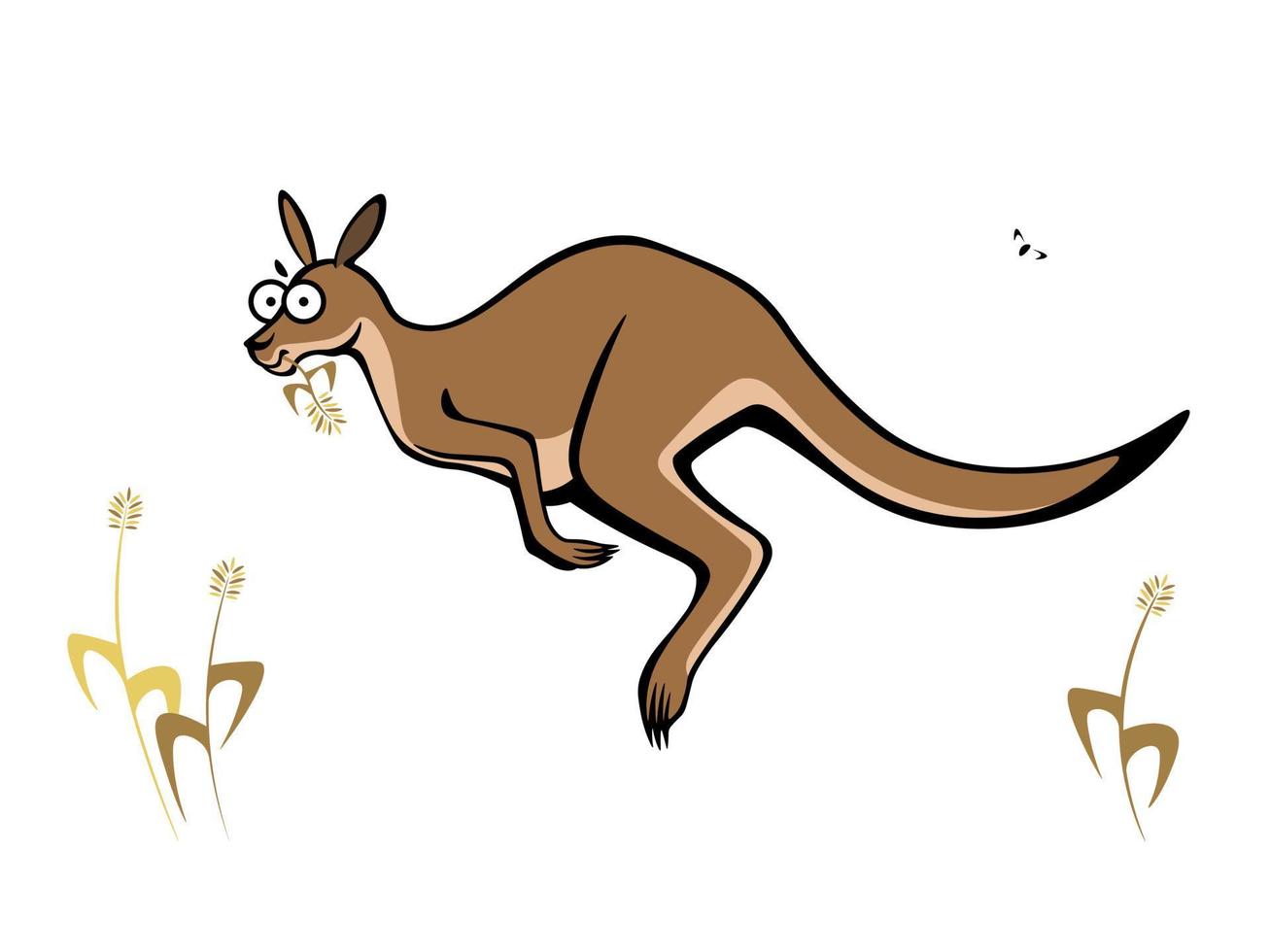 Cute cartoon kangaroo hopping with a straw vector