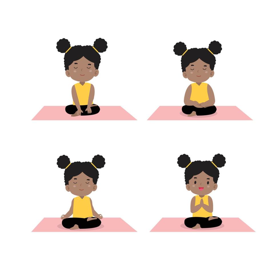 concepto de yoga de pose de meditación infantil vector