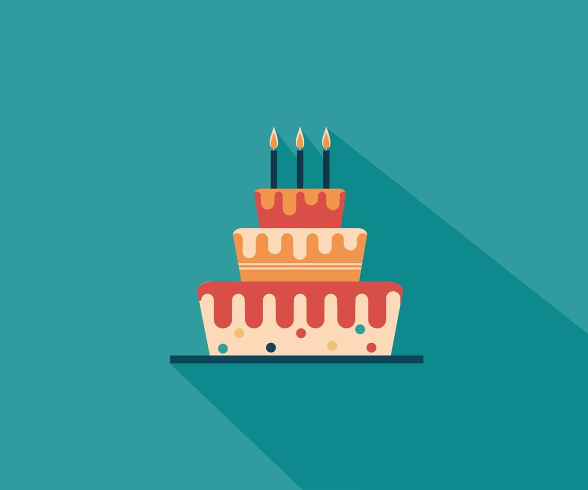 Big cake flat icon isolated-Happy Birthday vector