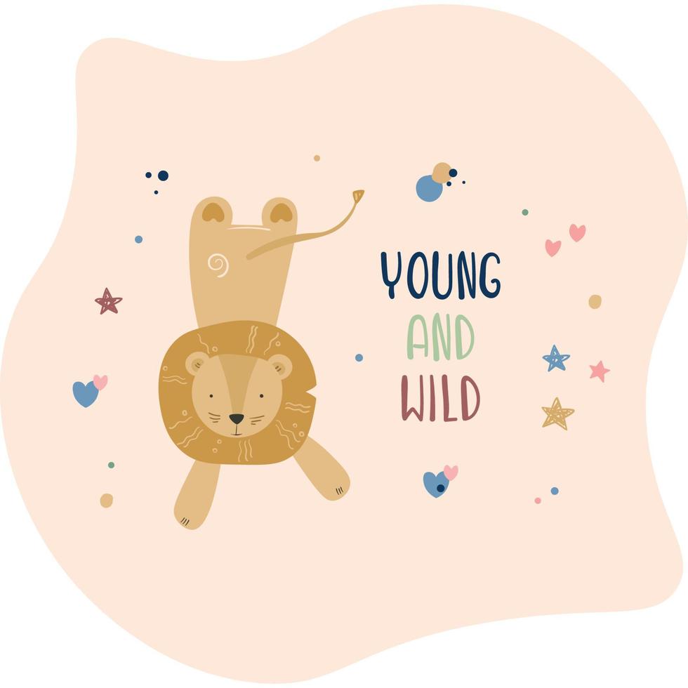 Cartoon cute animals baby card with text vector