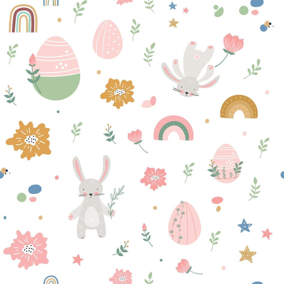 Cartoon easter eggs pattern for wrapping paper vector
