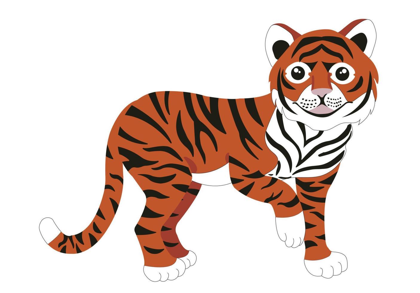 Chinese tiger. Vector stock illustration isolated on white background.