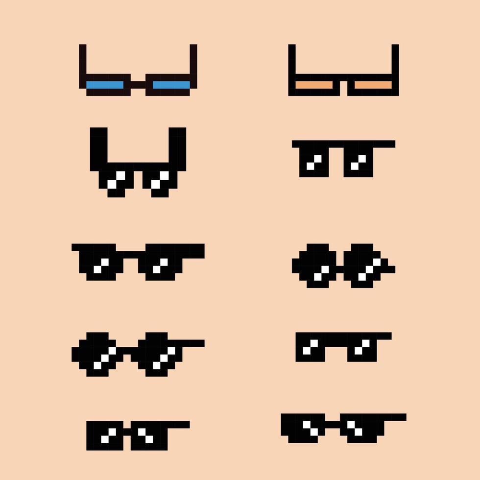 vector de colecciones de gafas de sol de 8 bits de pixel art con