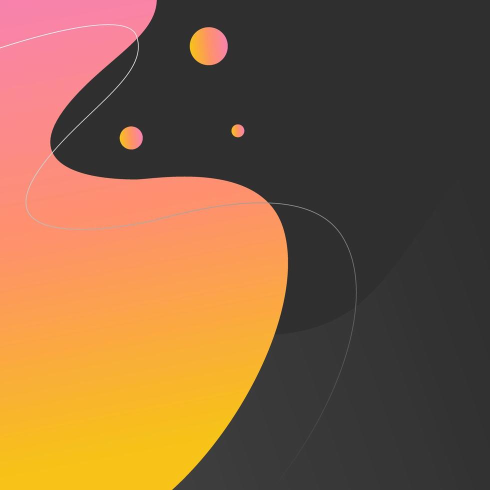 Dark background with bright shapes. Bright gradient on a black background. Abstraction pink with yellow for lettering, post, social networks, website, presentation vector