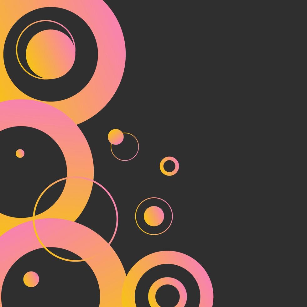 Bright circles on a dark background. A black template with a gradient. Abstraction for lettering, post, social networks, website, presentation vector