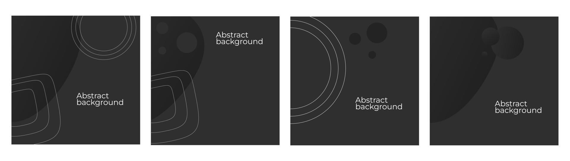 A set of dark backgrounds. Black and white template for social networks, website, presentation, text. Fashionable abstraction. vector