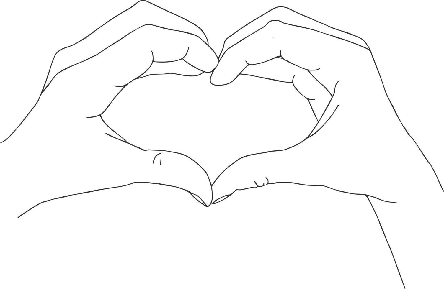 A heart from the hands, A sign of love, A drawing from the hands. Vector drawing of hands