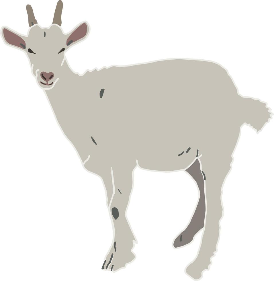 Illustration of a goat. A white goat. The animal is standing. Image of a light goat vector