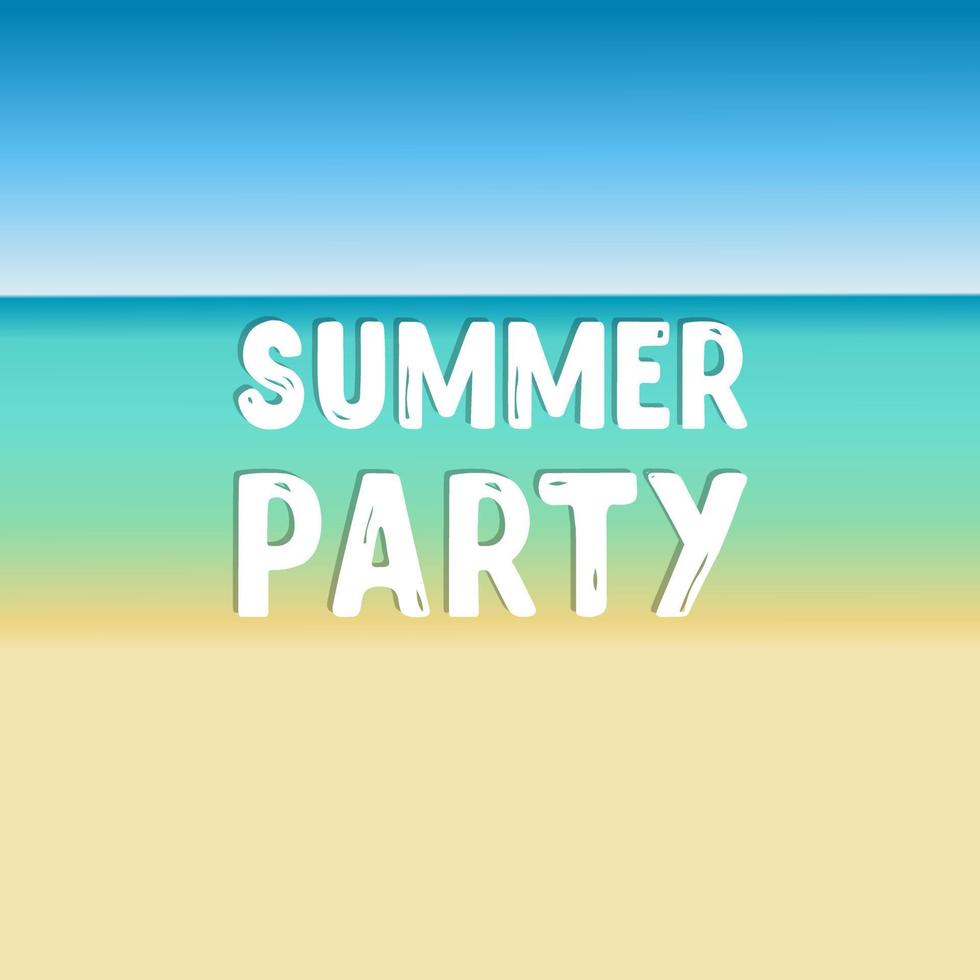 Summer Party banner. Beach, coast, sea surf, gradient background. Sea sky sand sea foam. vector