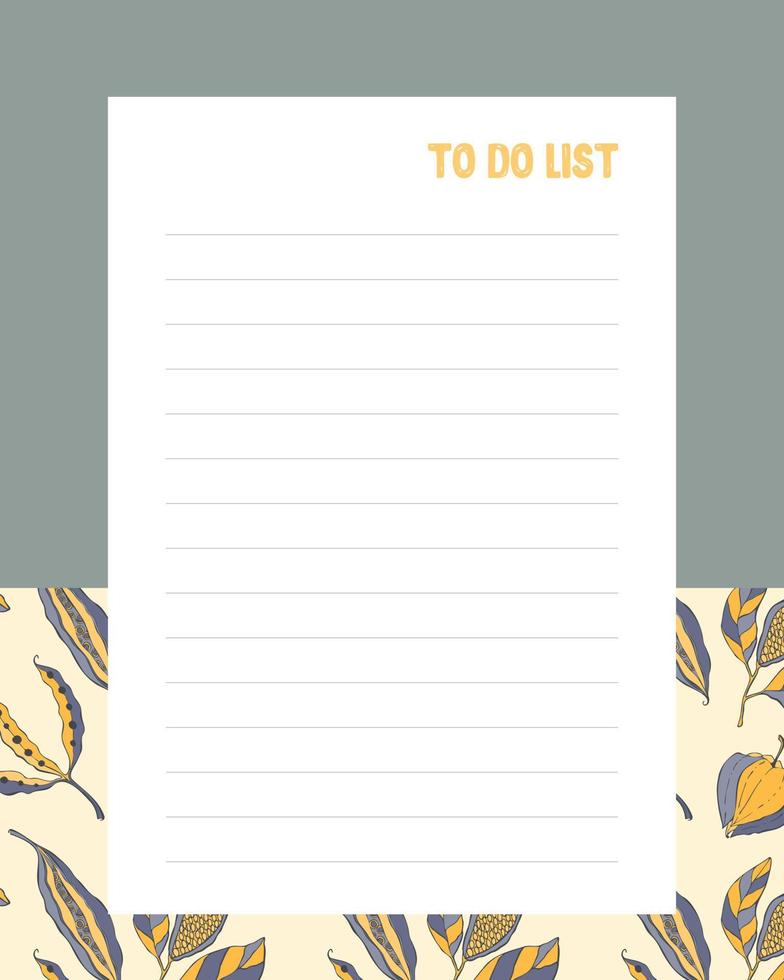 To do list pattern background with doodle pods. Forms, reminders, notes, recipes. vector