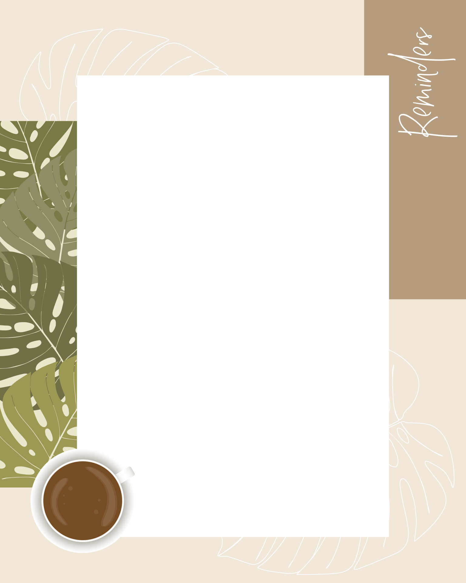 Reminder Collage Scrapbooking Notes To Do List Planner Text Lined Paper Coffee And Monstera Vintage Craft Vector Art At Vecteezy