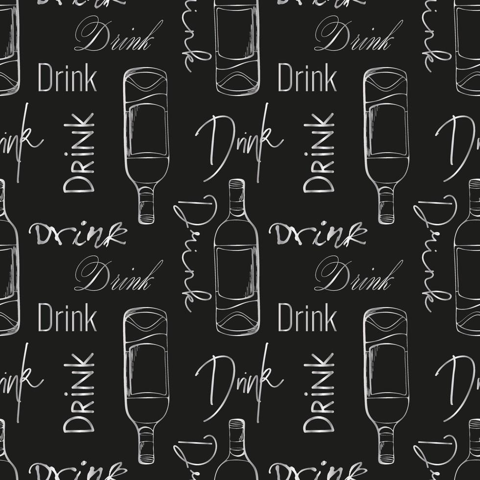 Pattern dark bottle and inscription DRINK, abstract. vector