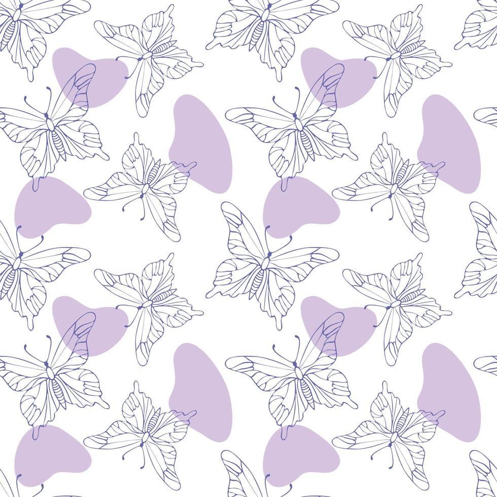 Butterfly pattern Very Peri contour and pink spot vector