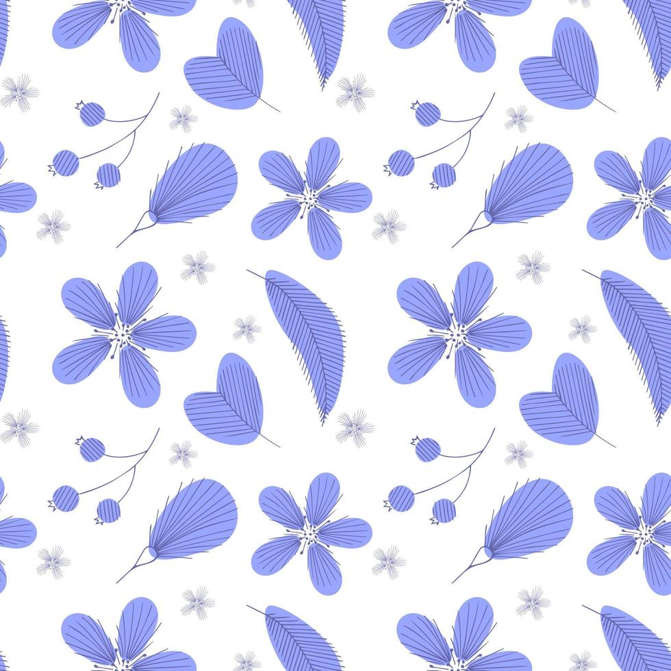 Pattern Very Peri doodle flowers , seamless , white background . vector