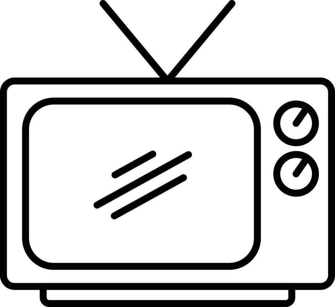 tv analógica con antena icono de línea delgada ilustración de vector plano para elemento de diseño