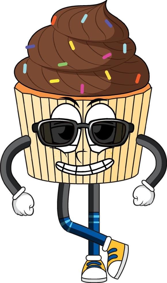 Cupcake with arms and legs vector