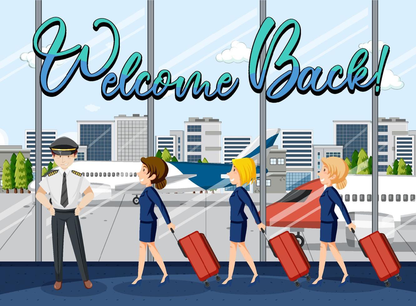 People cartoon characters in the airport vector
