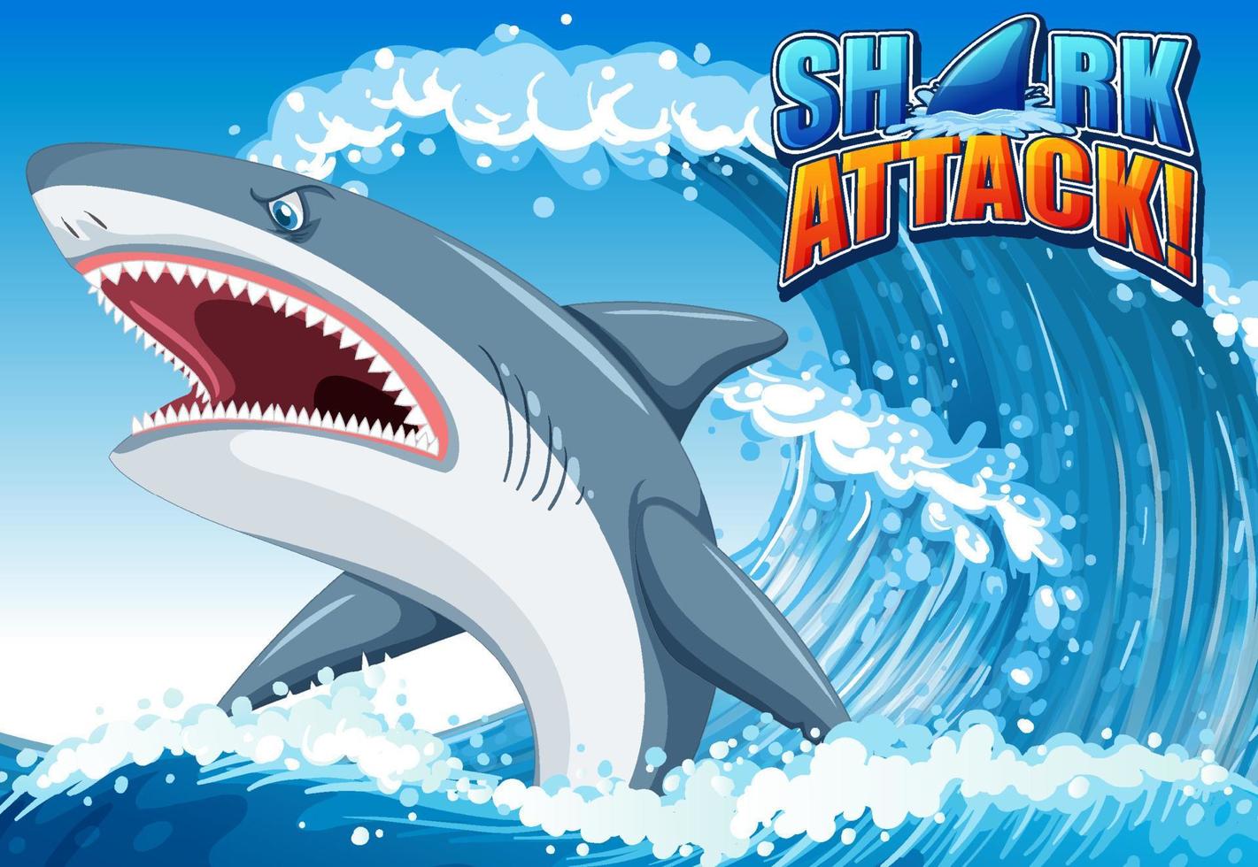 Shark attack banner concept with aggressive shark vector
