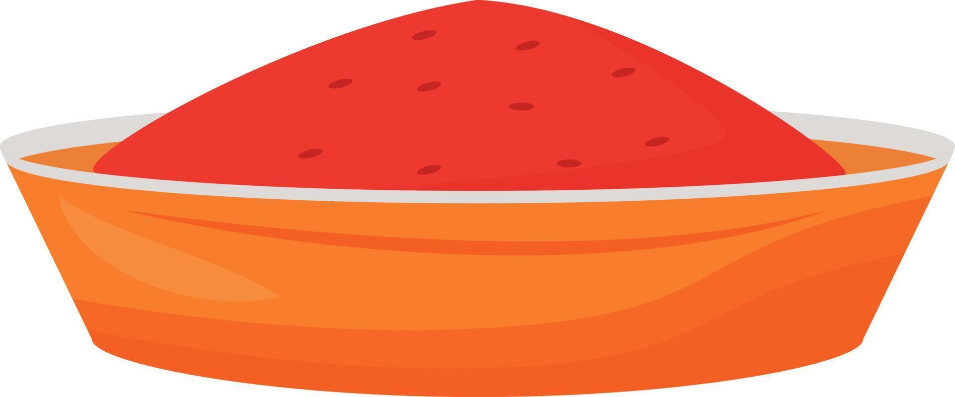 comida roja en un tazón de naranja elemento de vector de color semiplano