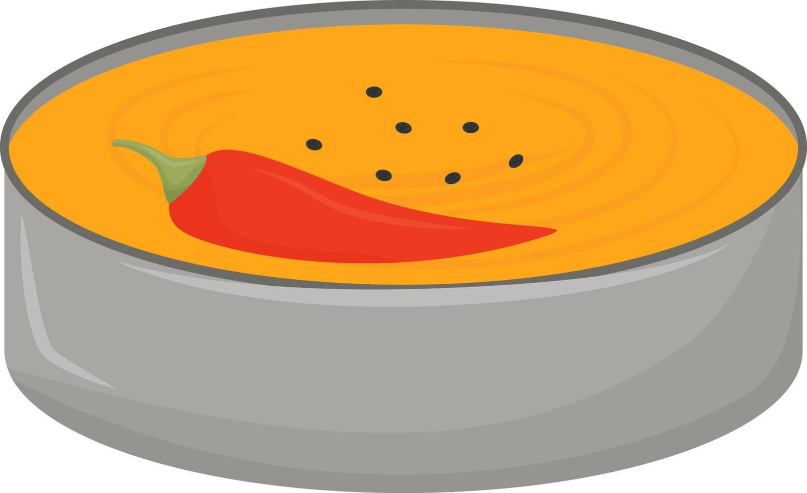 Spicy soup in bowl semi flat color vector element