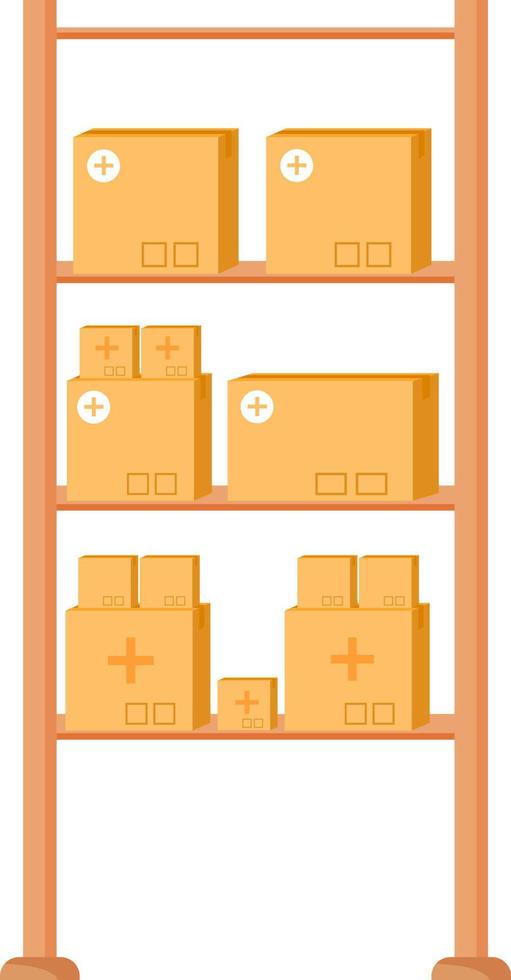 Shelves with medical equipment semi flat color vector element